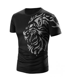 Round Neck Printed Short Sleeve Men's T-Shirt