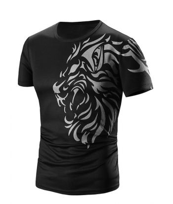 Round Neck Printed Short Sleeve Men's T-Shirt